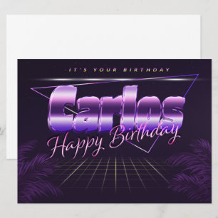 Carlos Name Vorname lila retro Karte Geburtstag Card