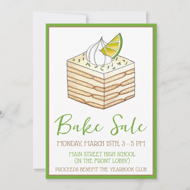 Carlota de Limón Mexican Icebox Cake Bake Sale Invitation (Front)