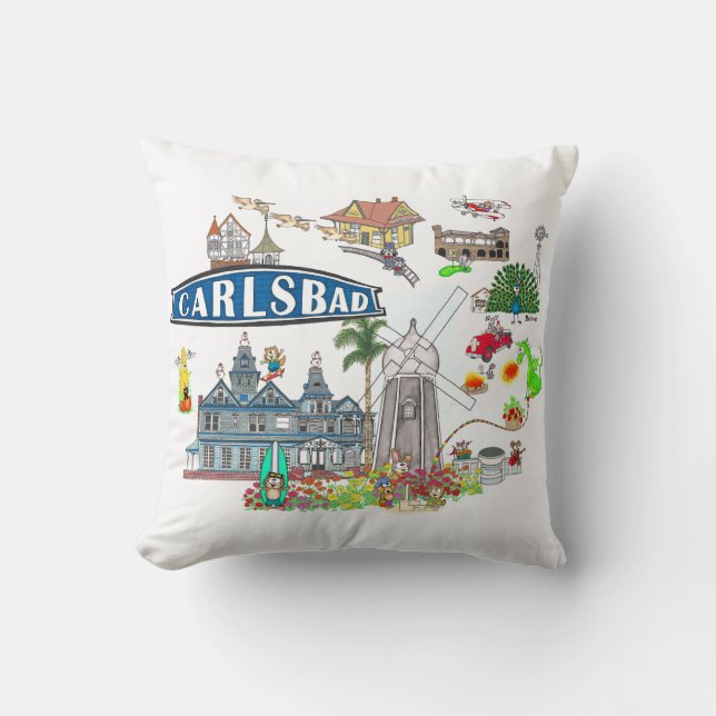 Carlsbad Beach City Fun Cushion (Front)