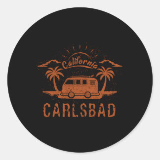Carlsbad Ca California Surfing Beach Classic Round Sticker