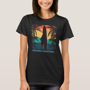 Carlsbad California Ca Palm Tree Surfboard Surfer  T-Shirt