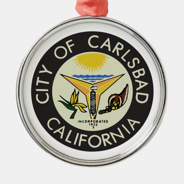 Carlsbad (California) City Seal Metal Tree Decoration (Front)