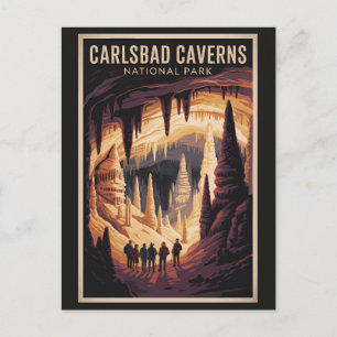 Carlsbad Caverns National Park Illustration Travel Postcard