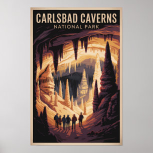 Carlsbad Caverns National Park Illustration Travel Poster
