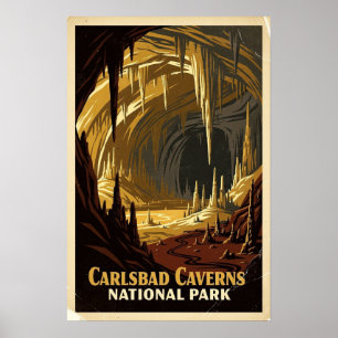 Carlsbad Caverns National Park Retro Poster
