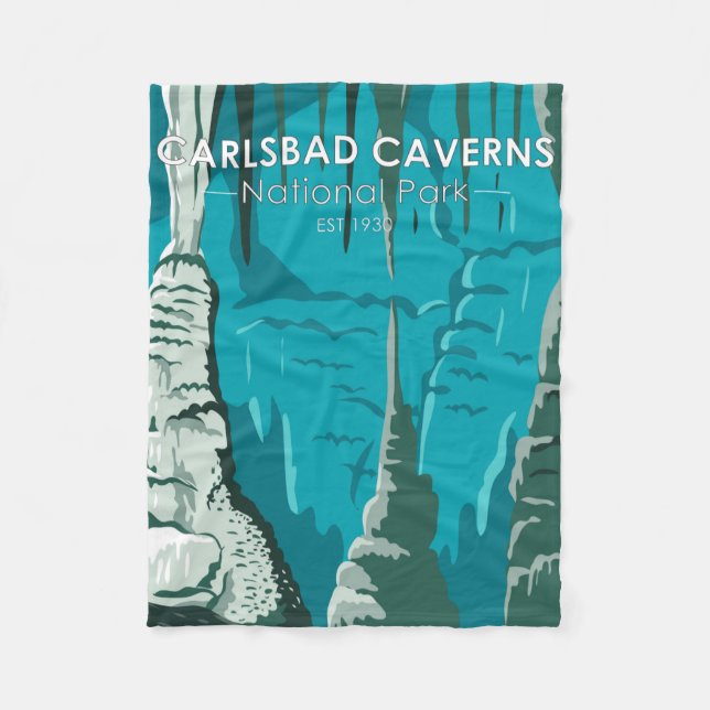 Carlsbad Caverns National Park Vintage Fleece Blanket (Front)