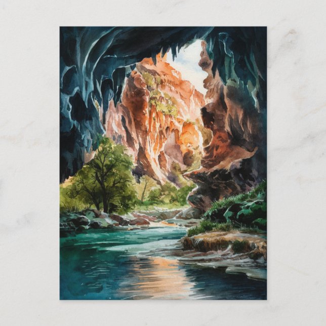 Carlsbad Caverns National Park Watercolor Painting Postcard (Front)