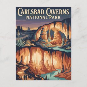 Carlsbad Caverns New Mexico Cave Vintage Poster Postcard