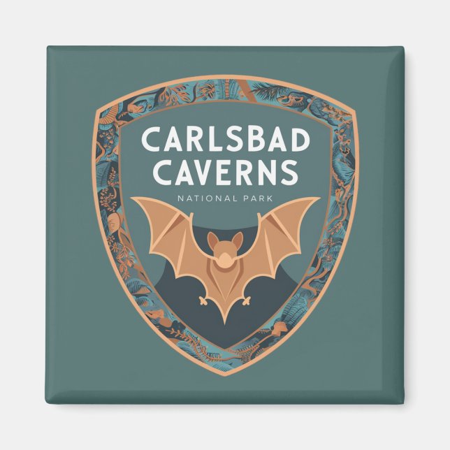 Carlsbad Caverns US National Park Bat Emblem Magnet (Front)