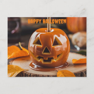 carm apple carved like jack o lantern halloween postcard