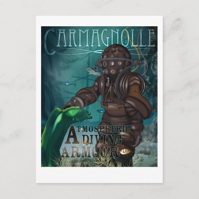 Carmagnolle Diving Armour (steampunk, retro) Postcard (Front)