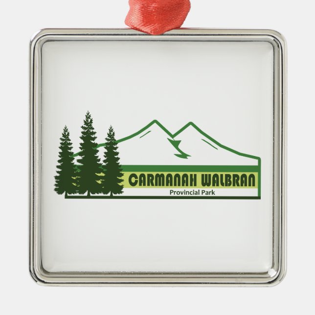 Carmanah Walbran Provincial Park Green Stripes Metal Tree Decoration (Front)