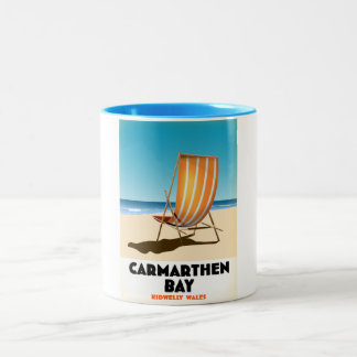 Carmarthen Bay Kidwelly Wales Seaside poster Two-Tone Coffee Mug