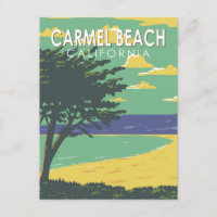 Carmel Beach California Travel Art Vintage