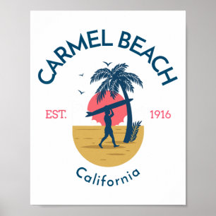 Carmel Beach Carmel By-the-sea California Surfing Poster
