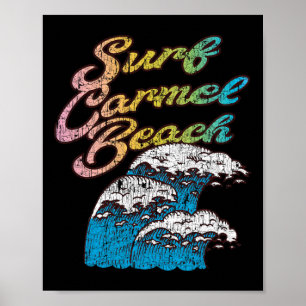 Carmel Beach, Surf Retro Vintage 60s 70s Style Poster