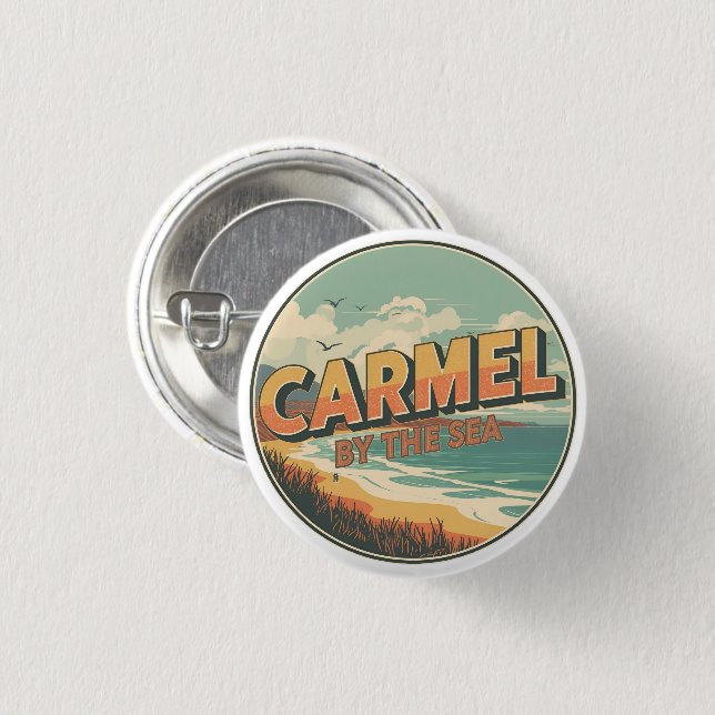 Carmel by the sea beach california pacific coast 3 cm round badge (Front & Back)