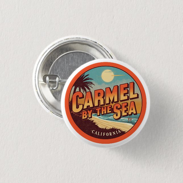 Carmel by the sea beach california pacific coast 3 cm round badge (Front & Back)