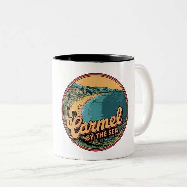 Carmel by the sea beach california pacific coast g Two-Tone coffee mug (Front Right)