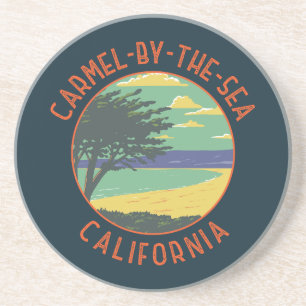 Carmel-by-the-Sea California Retro Distressed Coaster
