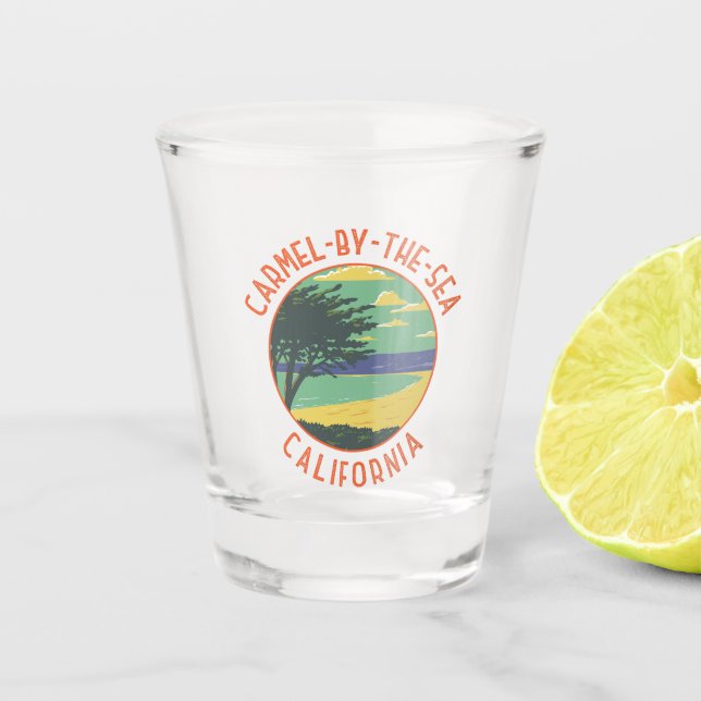 Carmel-by-the-Sea California Retro Distressed Shot Glass (Front)