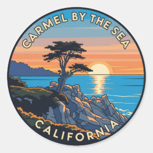 Carmel-by-the-sea lone cypress classic round sticker