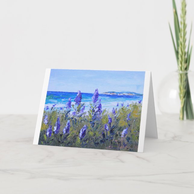 Carmel California, Beach, Lupins, Landscape Art Card (Front)