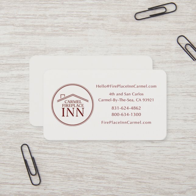 Carmel FirePlace Inn - Custom Design Business Card (Front/Back In Situ)