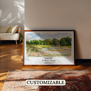 Carmel Indiana Poster, Watercolor, Custom Poster