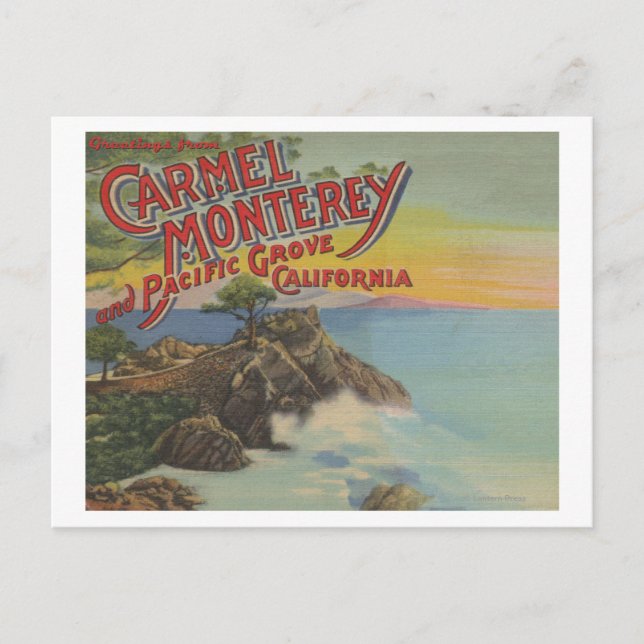 Carmel, Monterey, & Pacific Grove, CA - Welcomes Postcard (Front)