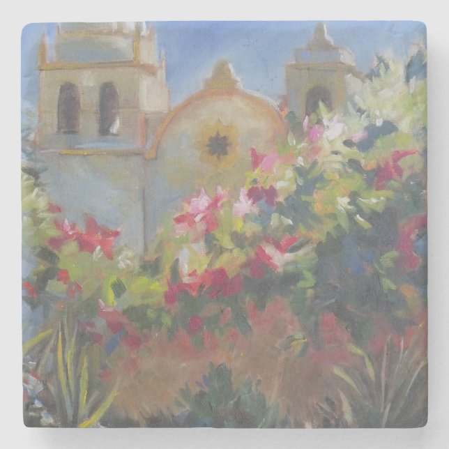 Carmel Spanish Mission California Garden Stone Coaster (Front)