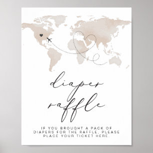 CARMEN Beige Map Adventure Baby Diaper Raffle Poster