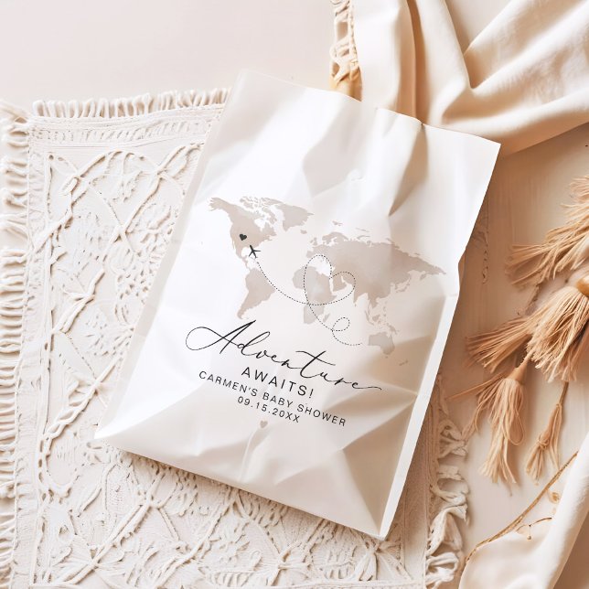 CARMEN Beige Map Adventure Baby Shower Favour Bags (Creator Uploaded)