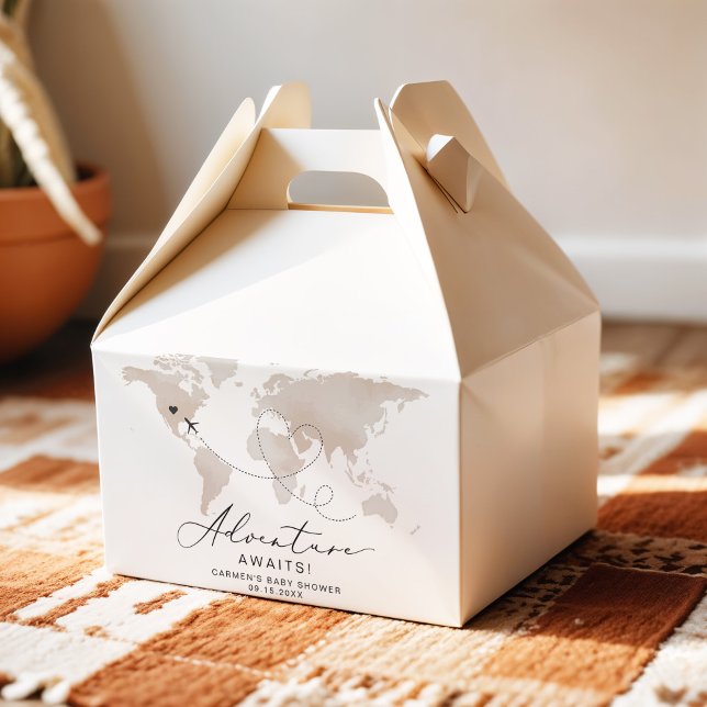 CARMEN Beige Map Adventure Baby Shower Favour Box (Creator Uploaded)