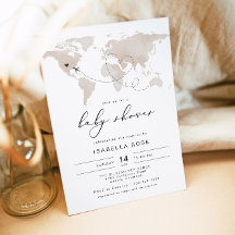 CARMEN Beige Map Travel Adventure Baby Shower