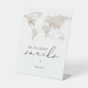 CARMEN Beige Travel Themed In Flight Snacks Pedestal Sign