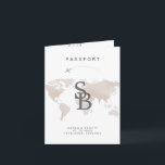CARMEN Beige World Map Passport Wedding Invitation<br><div class="desc">This passport wedding invitation features a beige world map with an editable location and a simple modern layout. Edit all of the information you need on the card and to change the destination by moving the heart, scroll down in the personalisation section and click the blue 'click to customise further...</div>