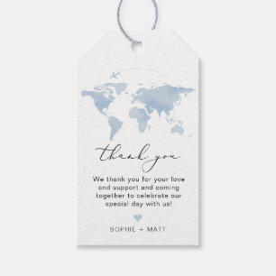 CARMEN Blue Map Travel Adventure Thank You Favour Gift Tags