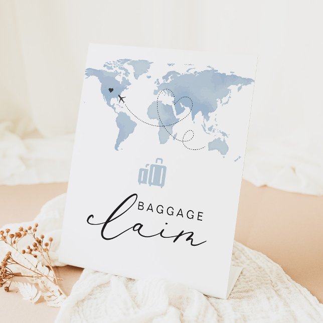 CARMEN Blue Travel Themed Baggage Claim Pedestal Sign (Creator Uploaded)