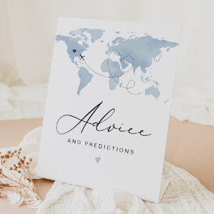 CARMEN Blue Travel Themed Guest Check In Pedestal Sign