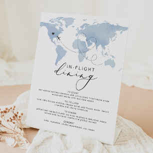 CARMEN Blue Travel Themed In Flight Dining Menu Pedestal Sign