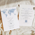 CARMEN Destination Blue Map Wedding Details Invita Invitation<br><div class="desc">This wedding invitation features a dusty blue watercolor map and elegant script font with a portion to include your additional details on the backside. Easily edit MOST wording to meet your needs and move the heart/change the location to highlight your wedding destination. This invite is perfect for your adventure, travel,...</div>