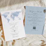 CARMEN Destination Blue Map Wedding Details Invita Invitation<br><div class="desc">This wedding invitation features a dusty blue watercolor map and elegant script font with a portion to include your additional details on the backside. Easily edit MOST wording to meet your needs and move the heart/change the location to highlight your wedding destination. This invite is perfect for your adventure, travel,...</div>