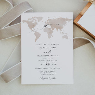 CARMEN Destination Watercolor Map Travel Wedding I Invitation