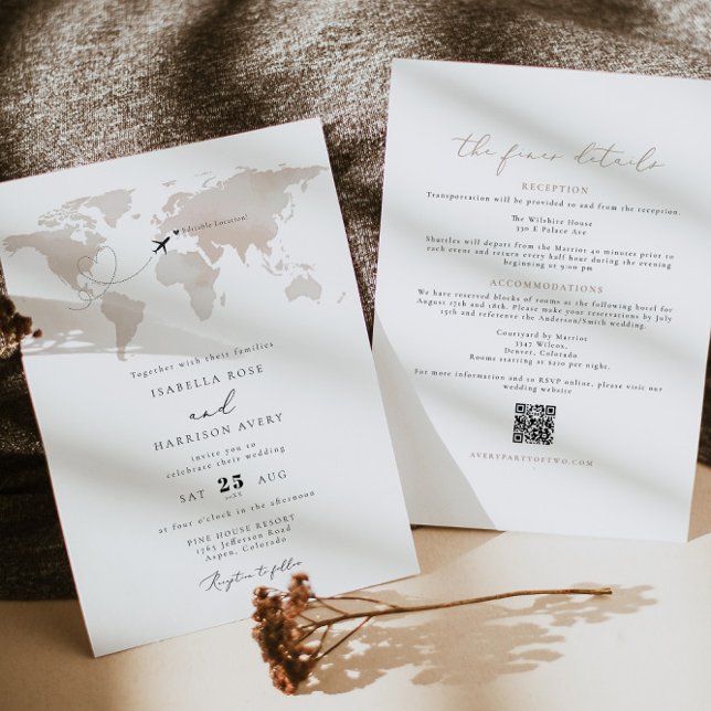CARMEN Destination Watercolor Map Travel Wedding Invitation (Creator Uploaded)
