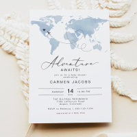 CARMEN Dusty Blue Map Adventure Baby Shower