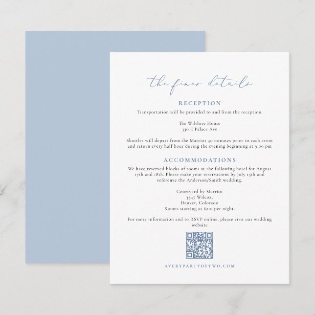 CARMEN Dusty Blue Wedding The Finer Details Card (Front/Back)