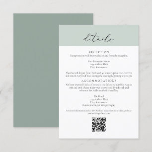 CARMEN Green Passport Style Wedding QR Detail Card