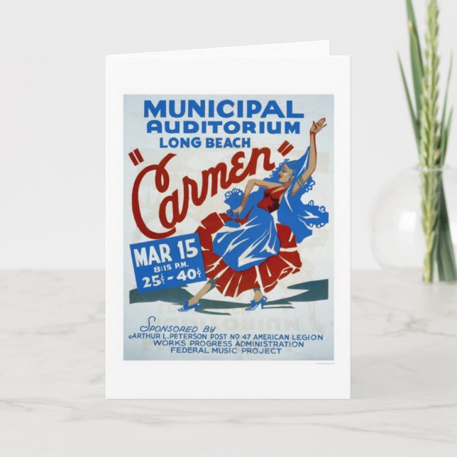 Carmen Long Beach 1938 WPA Card (Front)