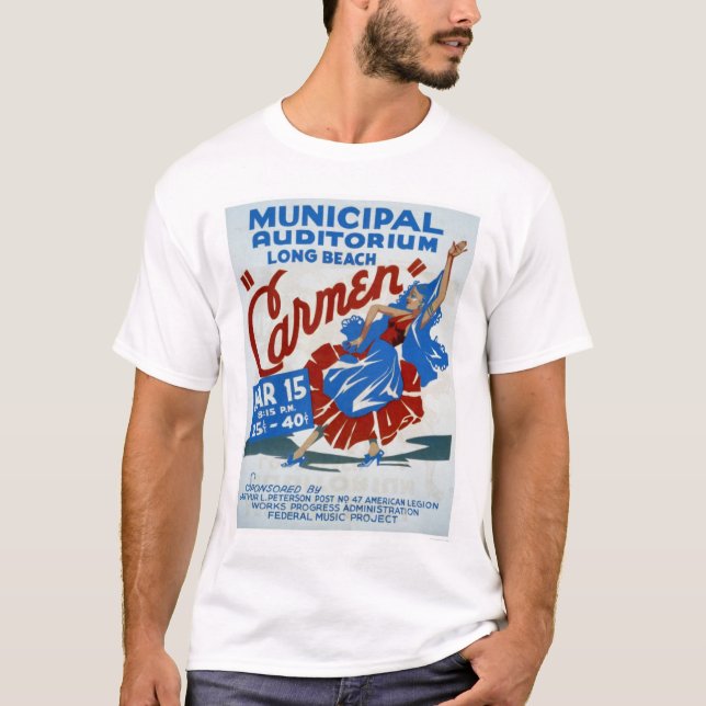 Carmen Long Beach 1938 WPA T-Shirt (Front)